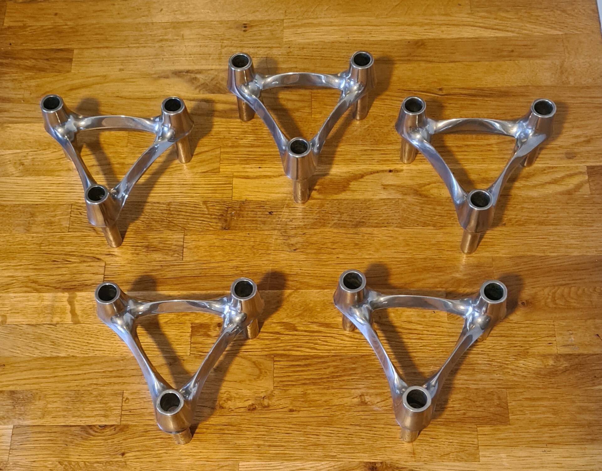 5 vintage Nagel Stoff candle holders