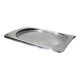1990s vintage stainless steel platter, rectangular with an oval indentation, minimalist modern design.