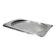 1990s vintage stainless steel platter, rectangular with an oval indentation, minimalist modern design.