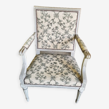 Fauteuil Louis XVl gris du XlXème siecle