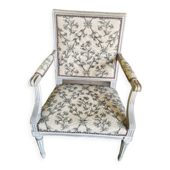 Fauteuil Louis XVl gris du XlXème siecle