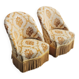 2 French Vintage Crapaud Seater-golden beige Cocktail Chairs 60s