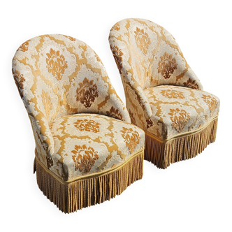 2 French Vintage Crapaud Seater-golden beige Cocktail Chairs 60s