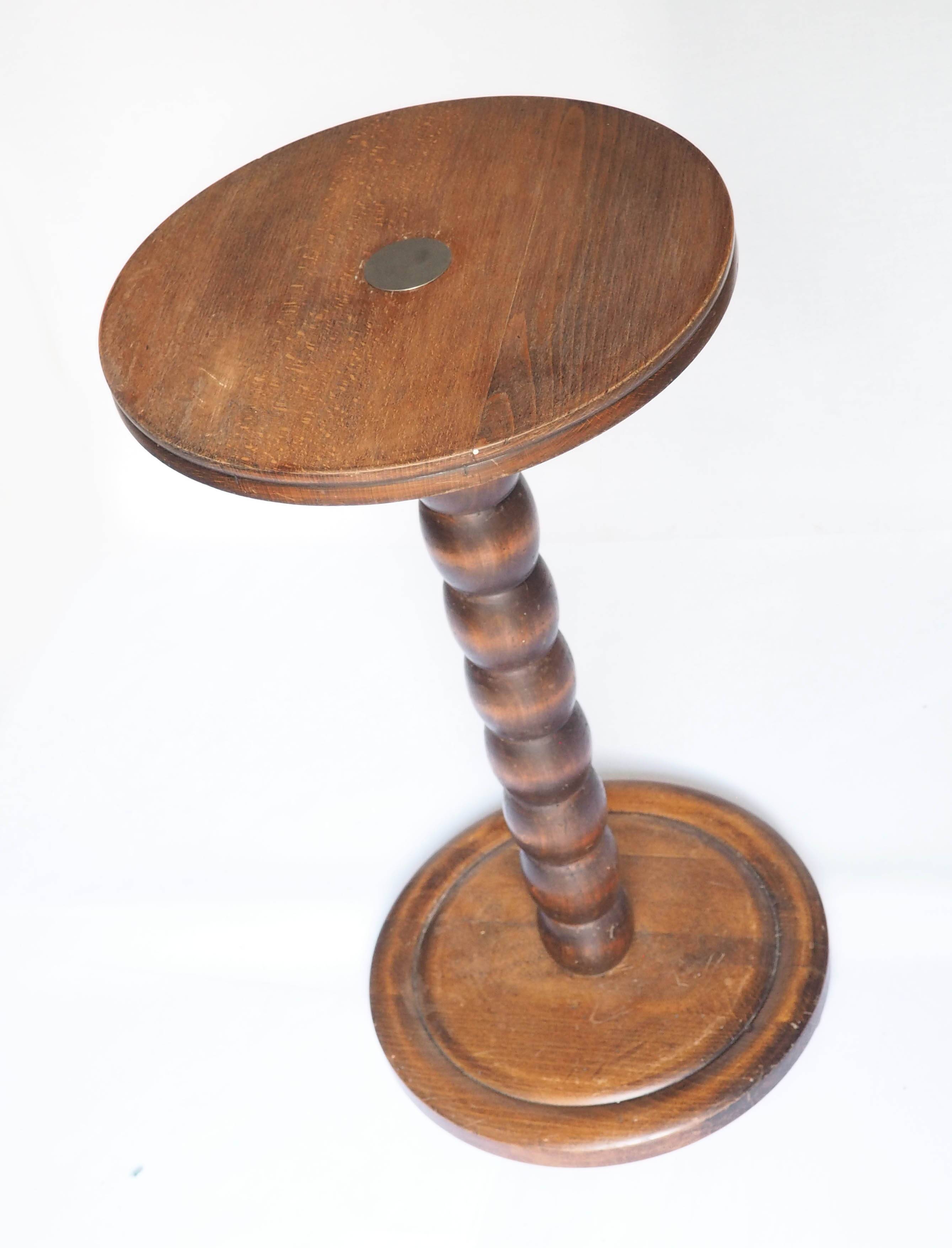 Stele, wooden beaded pedestal table