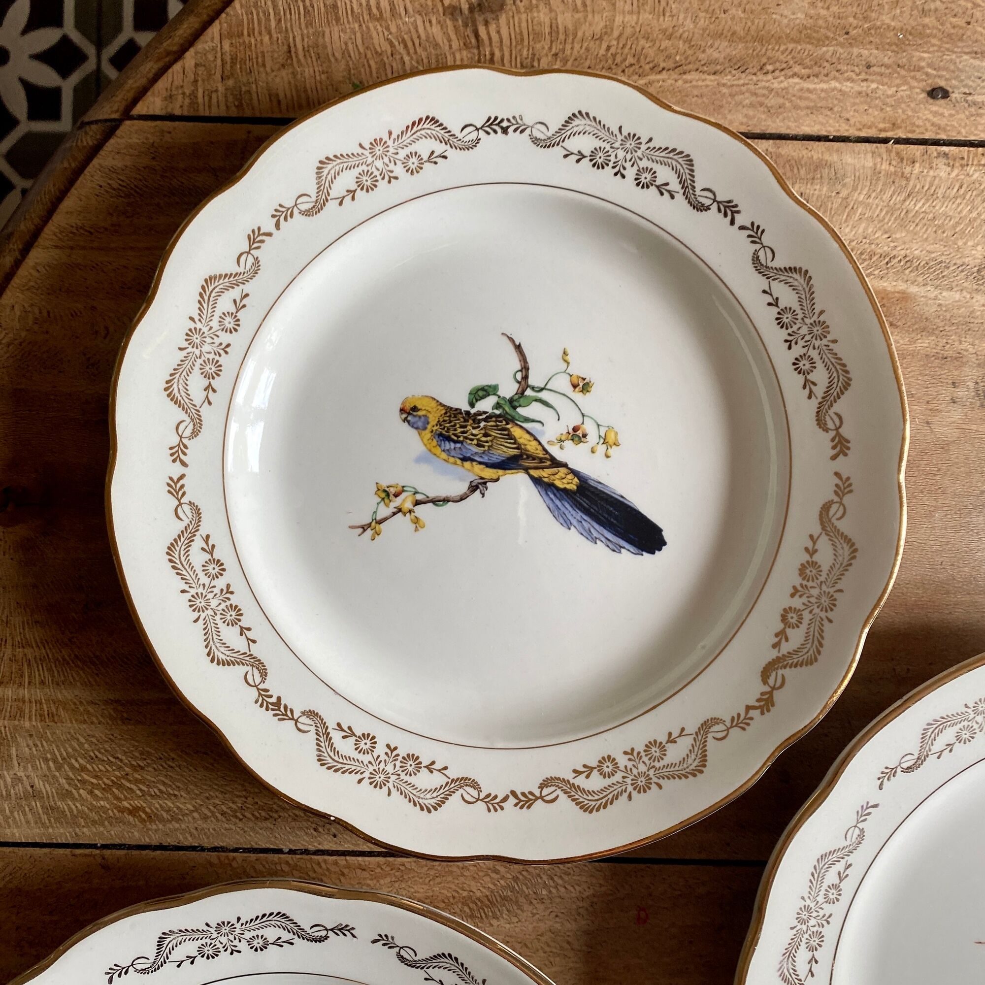 Set of 6 vintage flat plates, model Moineaux de Paris de Gien