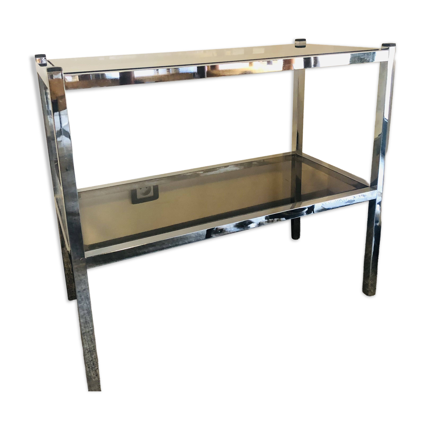 Chrome console and tinted glass