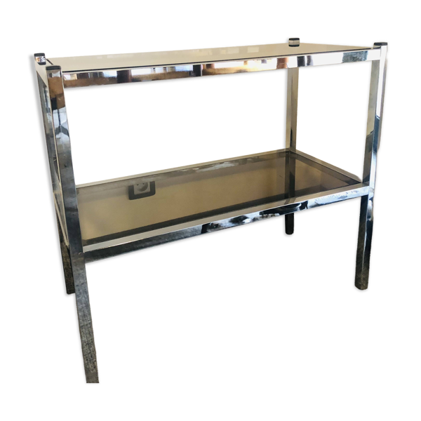 Console chrome et verre fumé