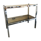 Chrome console and tinted glass