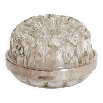 XXL glass flower pick, vase, centerpiece, silver rim