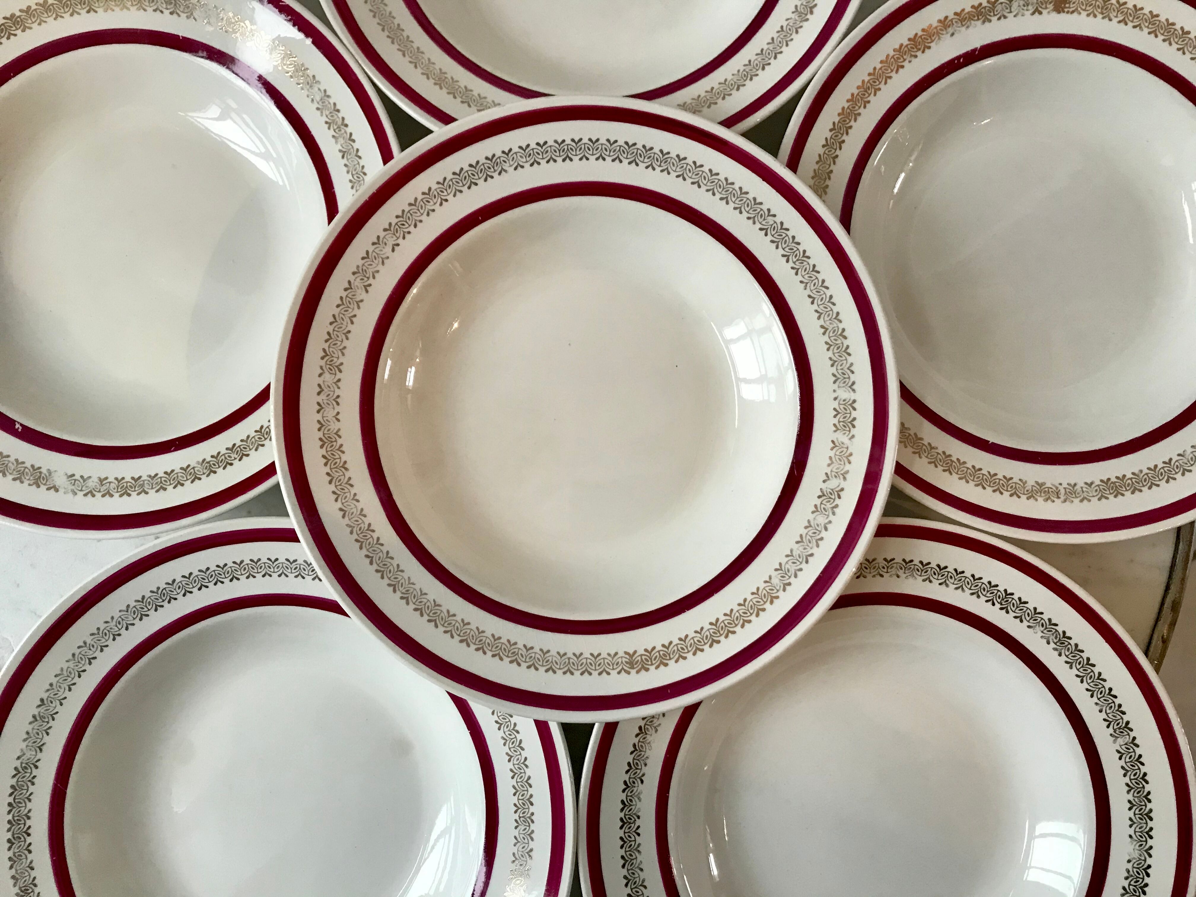 Set of 6 hollow plates Gien 50s