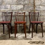 6 Baumann bistro chairs, Parisian beechwood and red ska - old and vintage