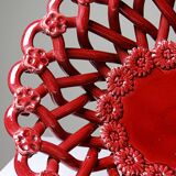 Small woven red ceramic bowl, vintage 70s-90s Pichon Uzès.