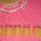 Service liquor Granita yellow glass with metal display stand, 60s/70s