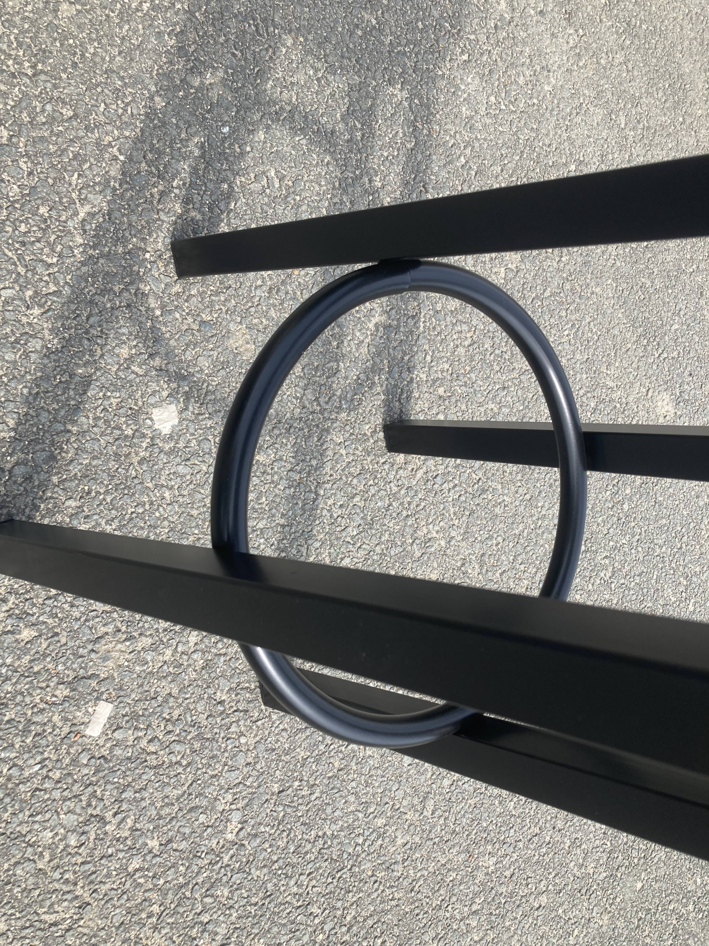 Set of 8 industrial bar stools.