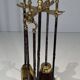 Fire Tool Set in Brass and Brushed Steel with Claw Feet, Attributed to the