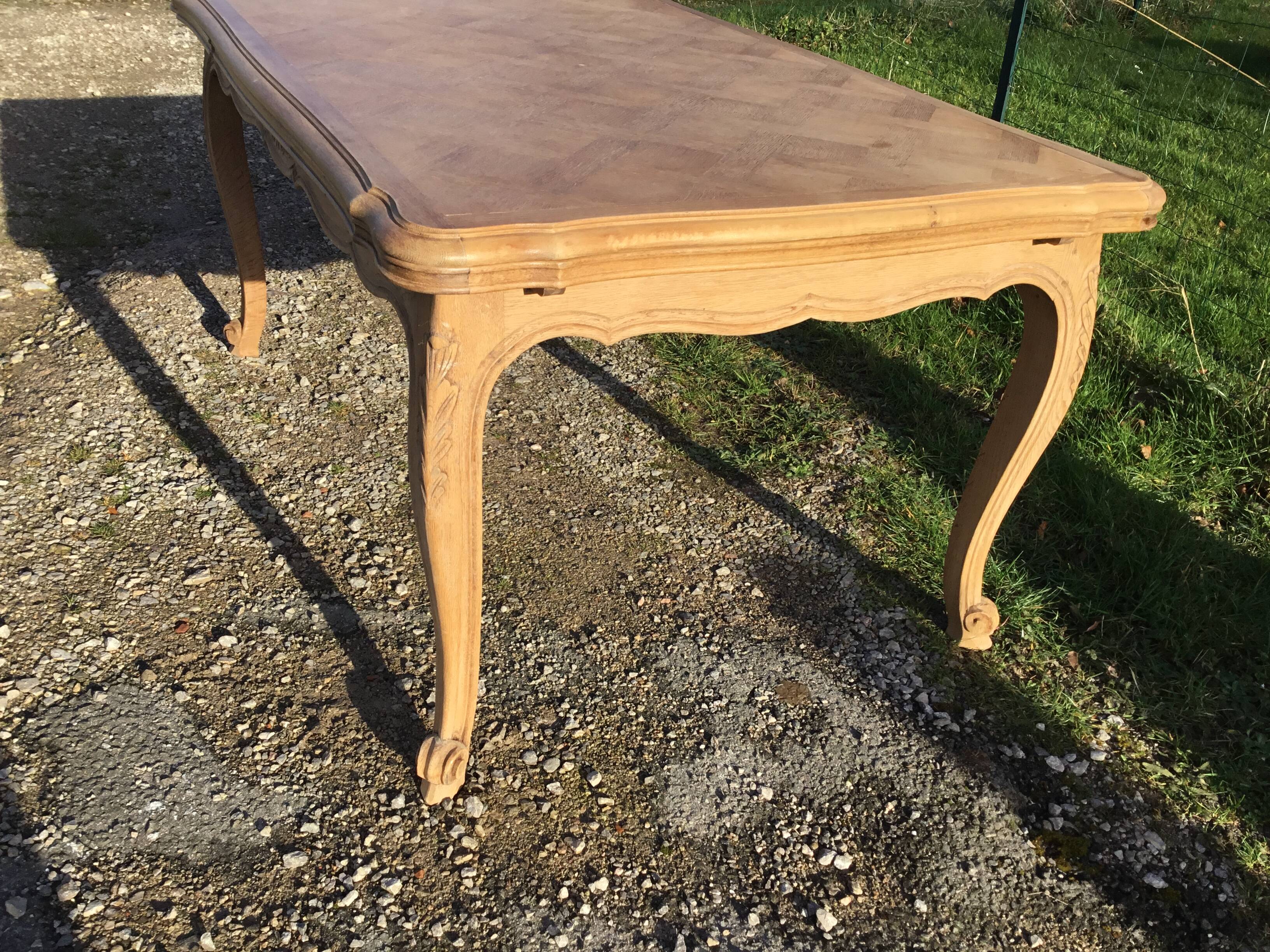 Louis XV style table in stripped and lightened oak