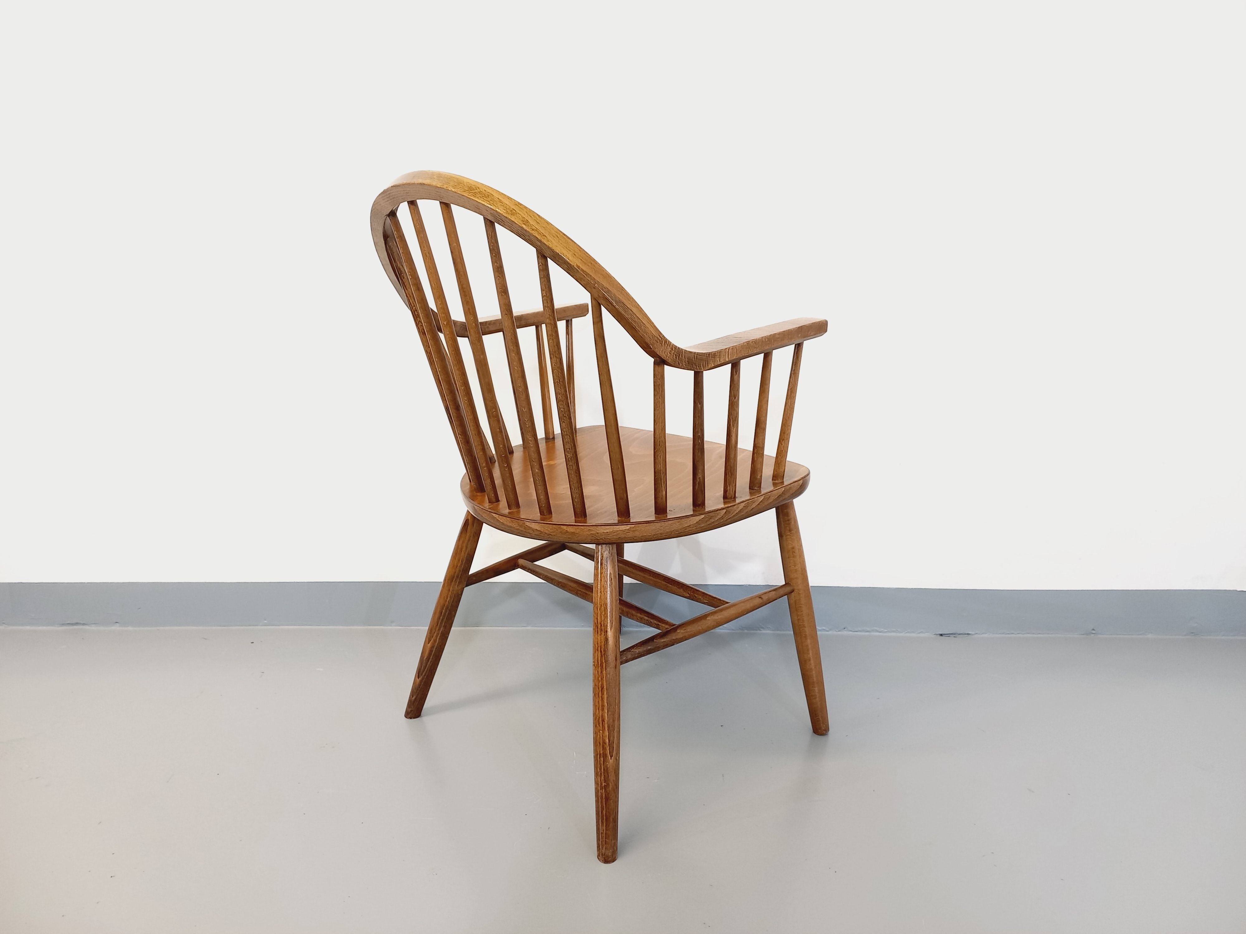 Baumann vintage Bridge Western fan armchair in wood from the 70s