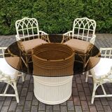 Table & Chairs & Console by McGuire, 1970s