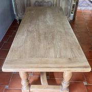Large Restored Solid Oak Dining Table – Whitewashed Finish