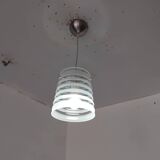70's pendant light, partially sandblasted molded glass