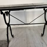 Antique marble and cast iron bistro table – Large format 139 x 60 cm