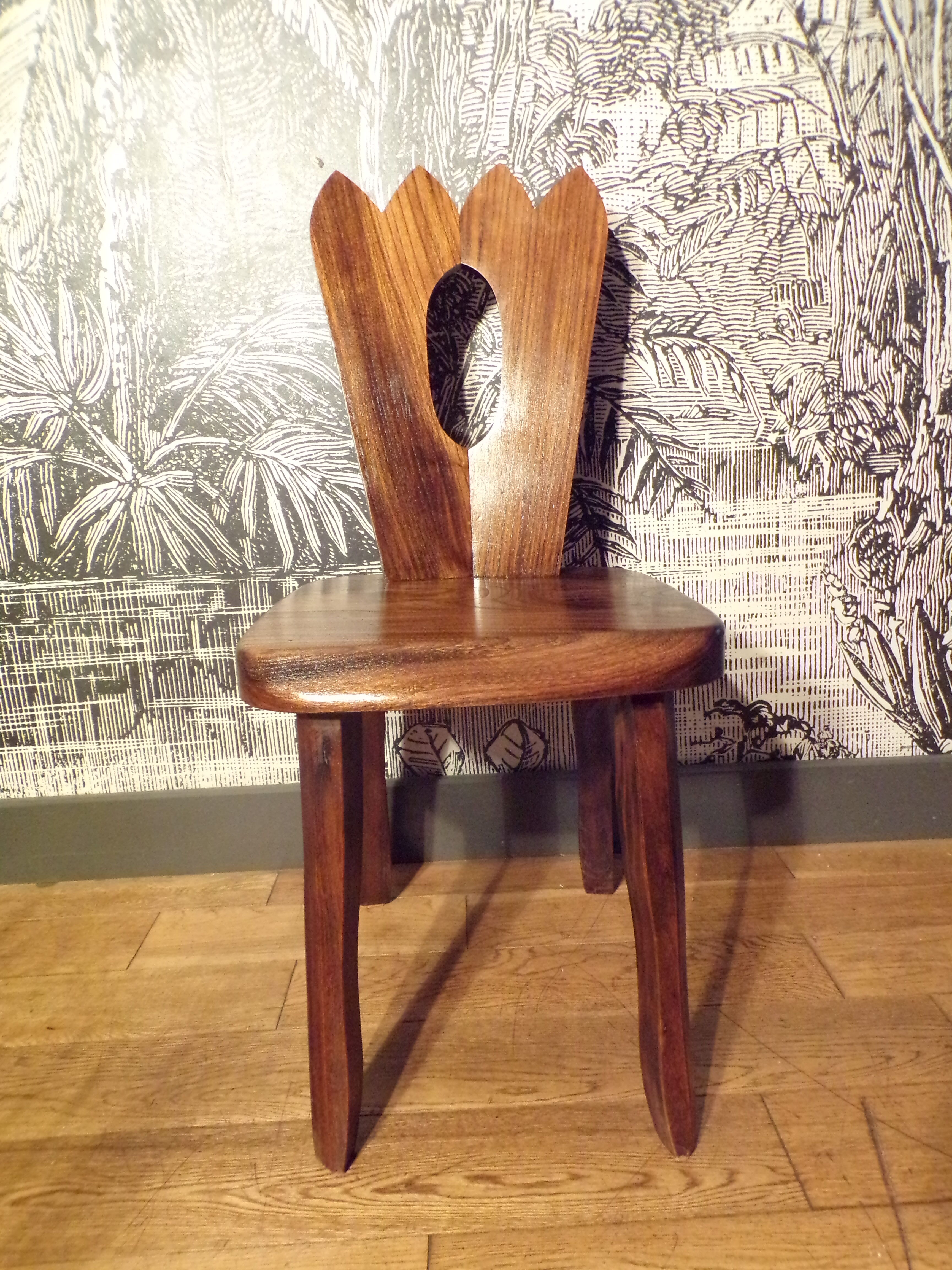 Brutalist chair in solid elm
