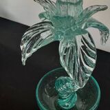 Pair of bubble glass "palm tree" candlesticks