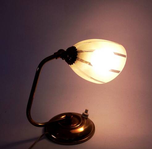 Bedside lamp, brass and glass, 1950