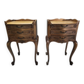 Paire de tables de chevet style Louis XV en bois massif