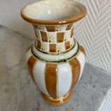 White and brown enamel vase Art Deco style