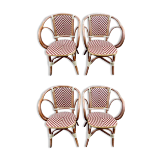 Set of 4 old VEGA rattan armchairs