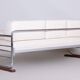 Bauhaus White Tubular Sofa in Beech, Chrome-Plated Steel & High Quality Leather attributed to Robert Slezák for Slezak Factories, Czech, 1930s