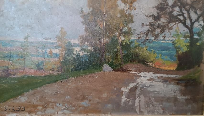 Oil painting on cardboard, dated, unsigned, late 19th century, Italian school.