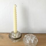 Pique flowers in metal circled glass