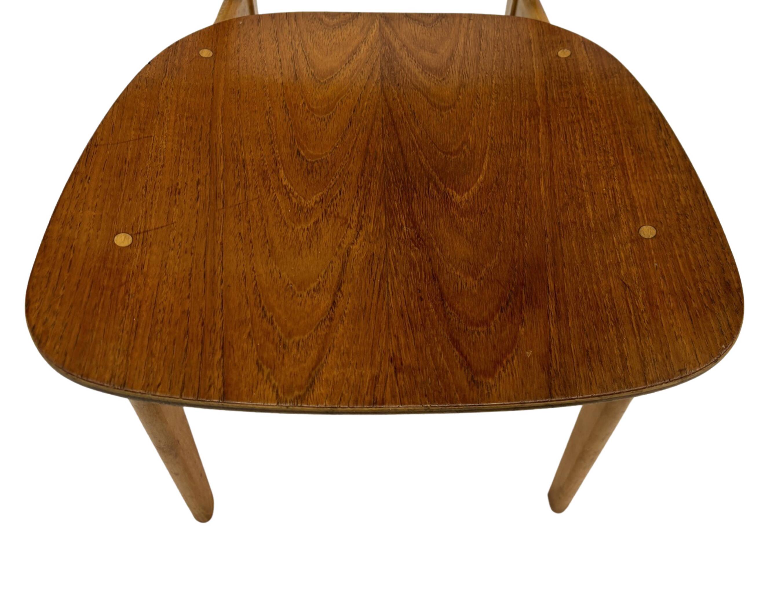 Vintage dining room chair Scandinavian 1960s plywood and teak design