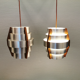 Hanging lamps, made of aluminium and rosewood veneer