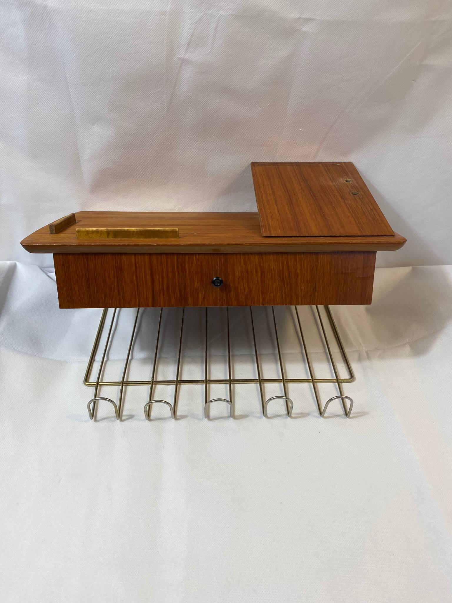 Porte téléphone rétro teck et métal