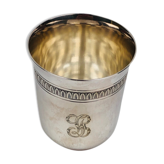 Vintage Timbale Christofle, monogrammed silver metal