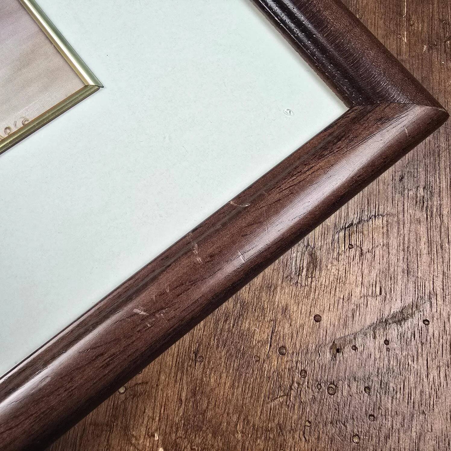 Vintage frame bouquet of flowers signed Roca – Decorative print under glass