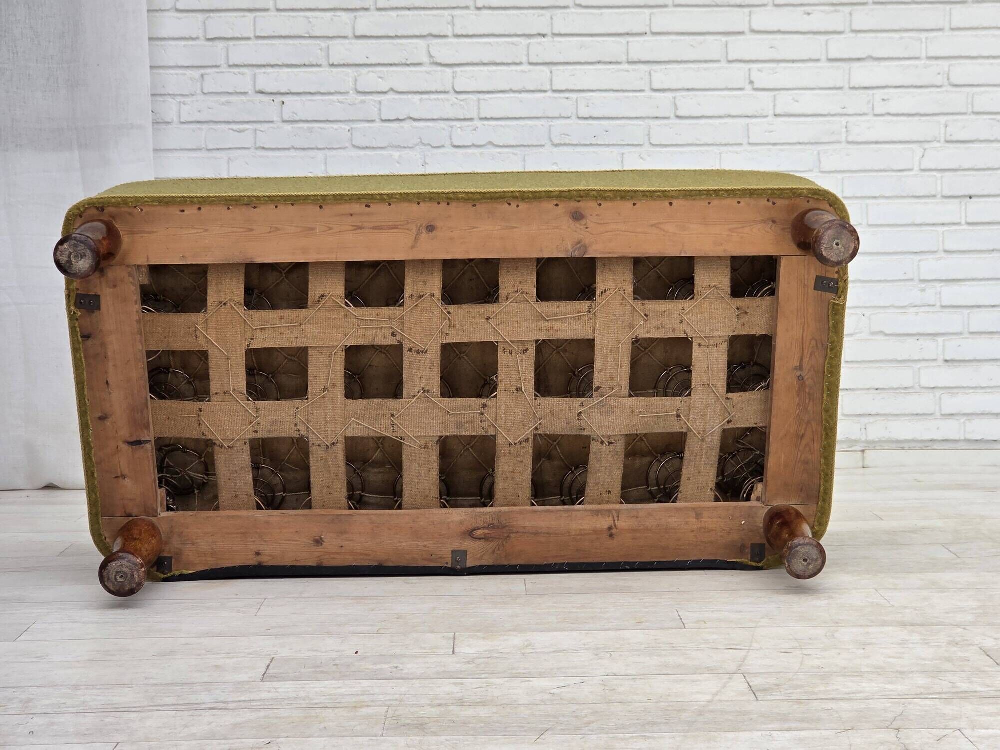 1950s, Danish 2-seater sofa, green furniture wool fabric.