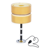 Lampe de table tchèque Art Déco en acier chromé, hêtre et parchemin, années 1940