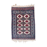 Handmade vintage rug Uzbek Bukhara 56cm x 83cm 1970s
