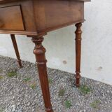 Old wooden desk, red felt top
