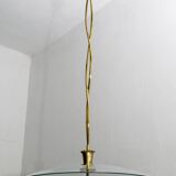 Attributed to Luigi Brusotti Mid-century Italian Glass and Brass Chandelier