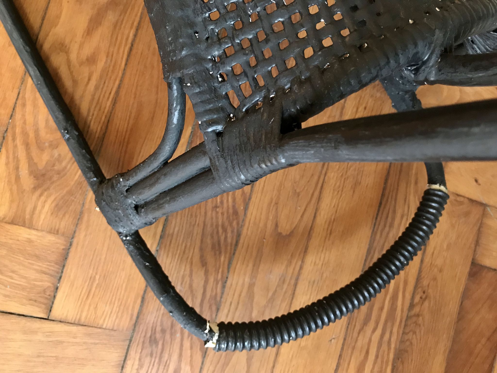 Rocking horse in rattan and bamboo