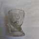 Molded glass egg cup with pigeon bird