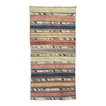 Tapis Kilim rayé, tapis tissé à plat en laine fait main, 250 x 120 cm