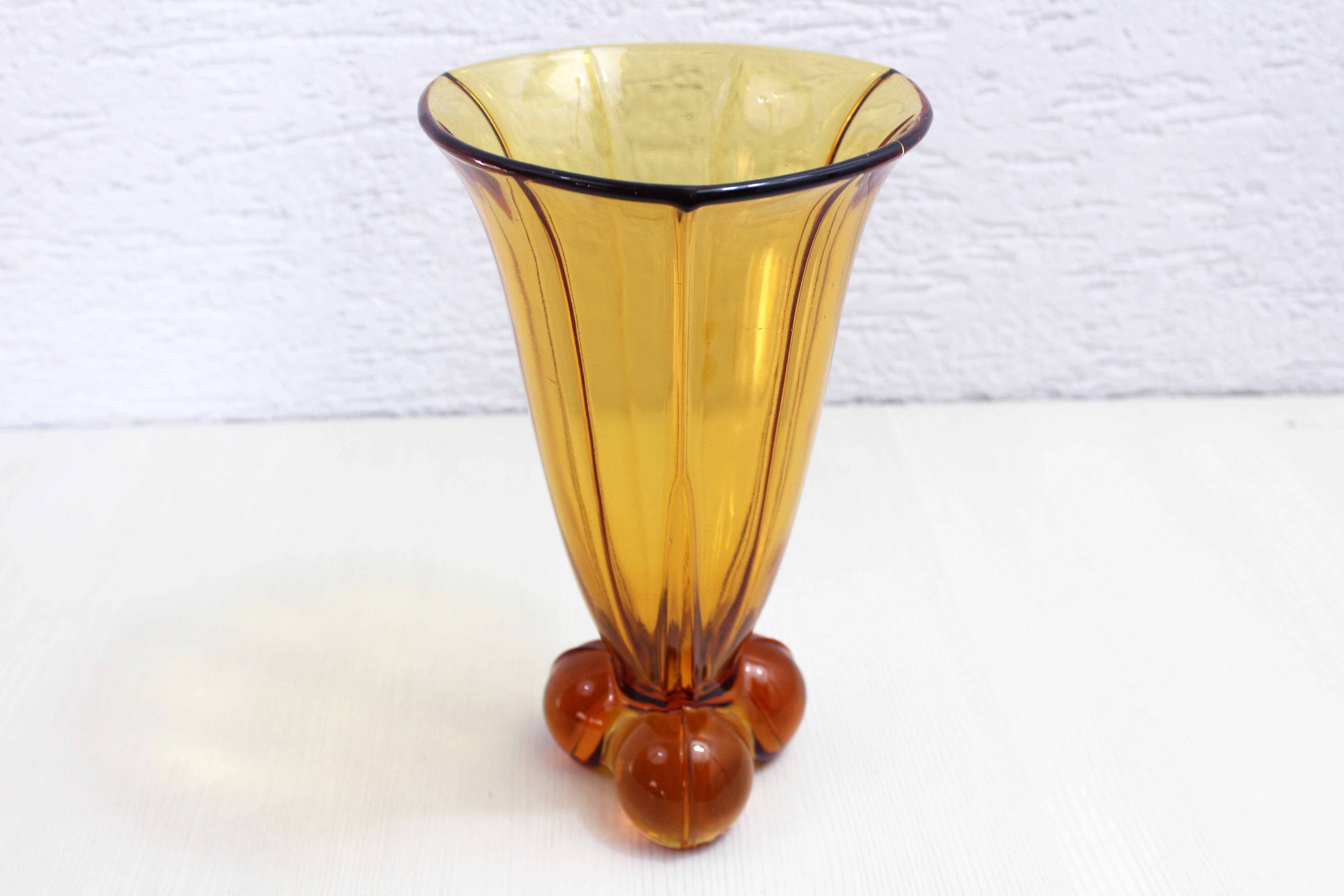 Art Deco amber glass vase 1930