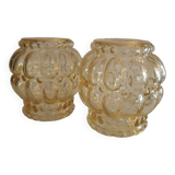 Lot 2 suspensions lampe globe en verre moulé des années 70
