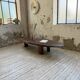 Table basse années 50 plateau bois exotique XXL